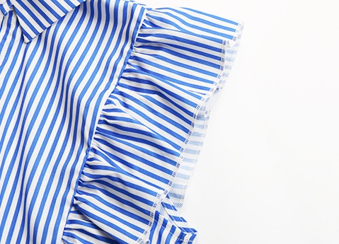 Blue boats sleeve European style stripe shirt