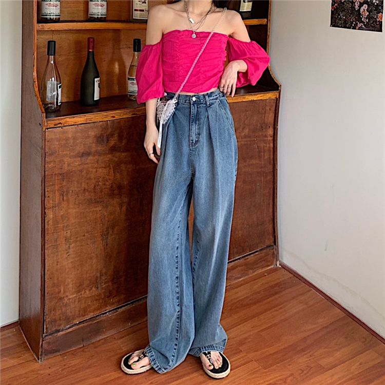 Loose drape fashion slim jeans lazy mopping retro pants