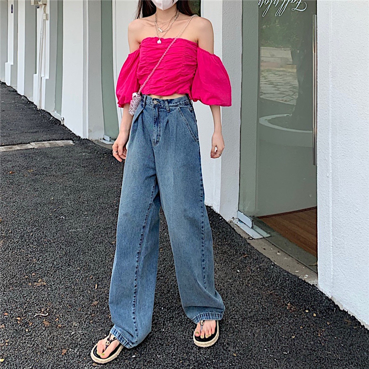 Loose drape fashion slim jeans lazy mopping retro pants