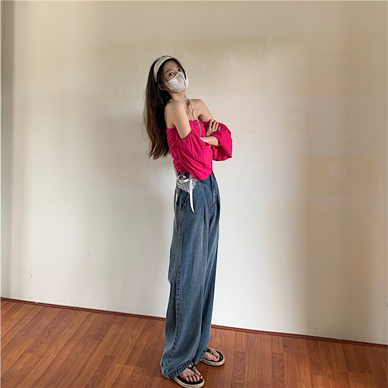 Loose drape fashion slim jeans lazy mopping retro pants