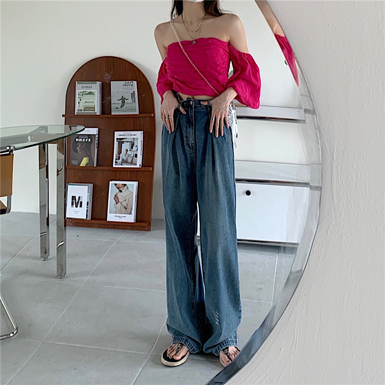 Loose drape fashion slim jeans lazy mopping retro pants