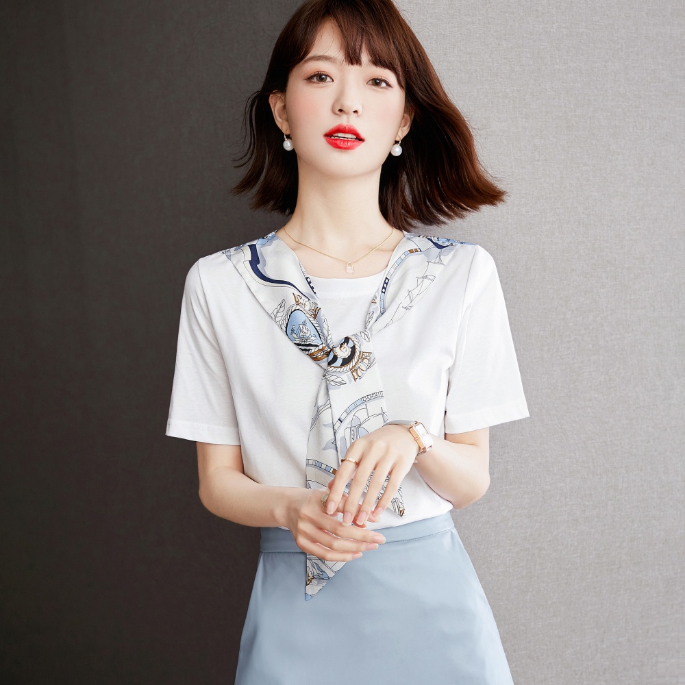 Short sleeve T-shirt temperament shawl for women