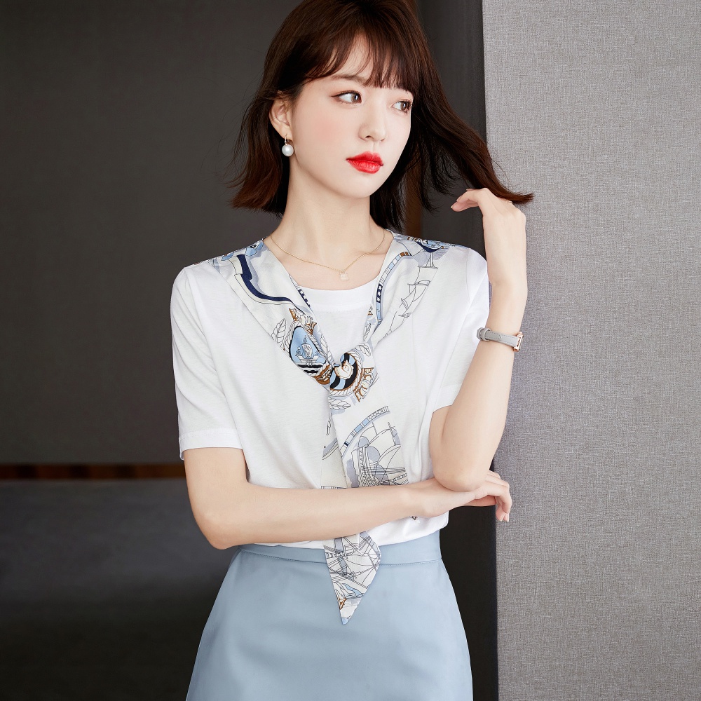 Short sleeve T-shirt temperament shawl for women