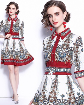Printing fashion all-match slim dress