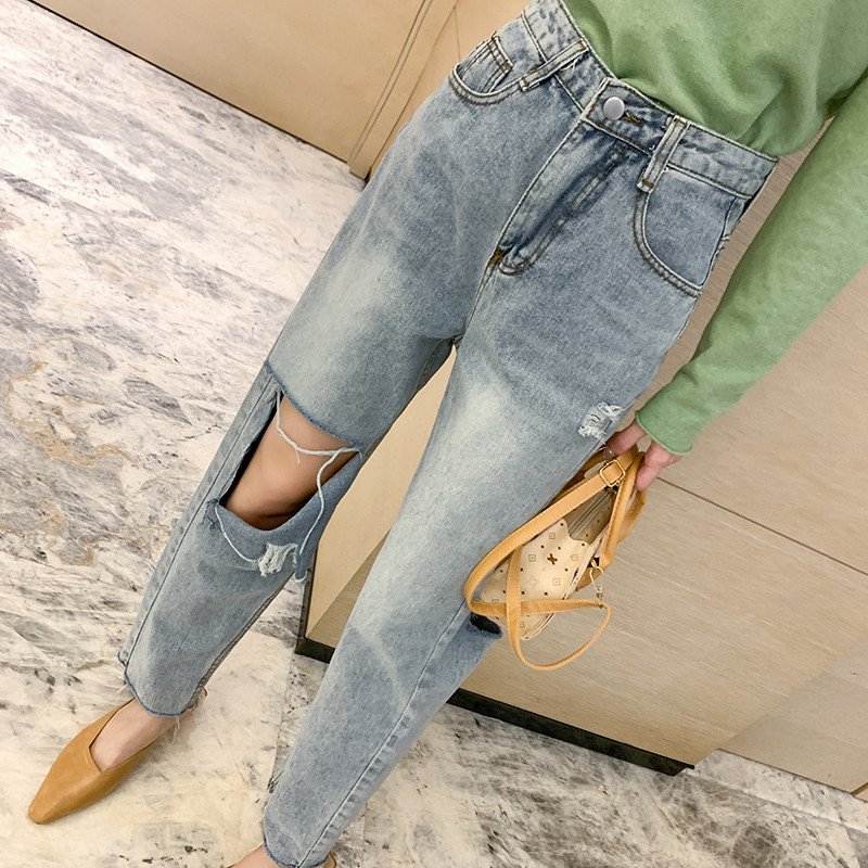 Loose spring and summer jeans large yard pants for women