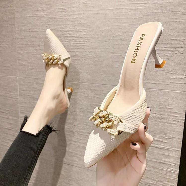 High-heeled fine-root summer fashion slippers for women