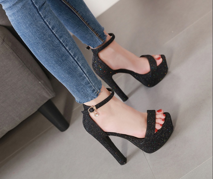 Summer European style high-heeled shoes thick sequins sandals