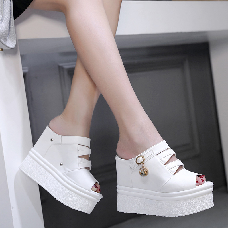 Hollow summer high-heeled shoes slipsole slippers