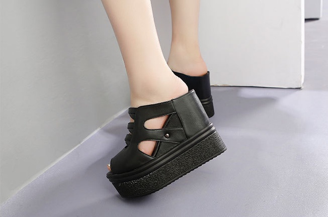 Thick crust summer slippers fish mouth sandals for women