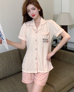 Short sleeve Casual pajamas summer cardigan 2pcs set for women
