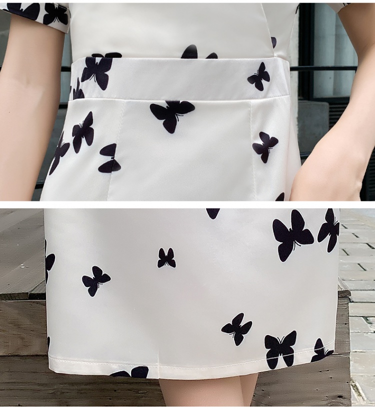 Split butterfly bubble sleeve V-neck temperament retro dress