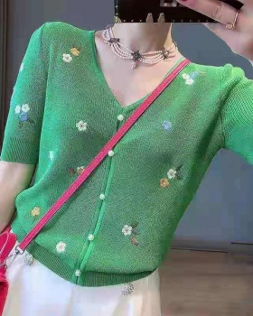 Embroidery Korean style summer sweater for women