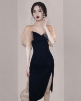 Black package hip temperament elegant lady summer dress