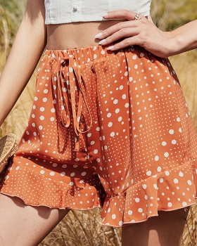 Loose printing high waist summer shorts for women