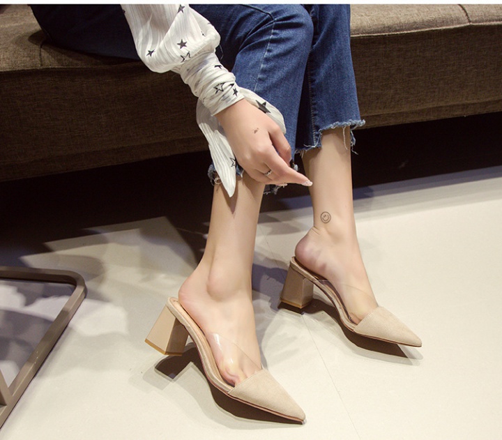 Pointed thick fashion Korean style summer slippers for women
