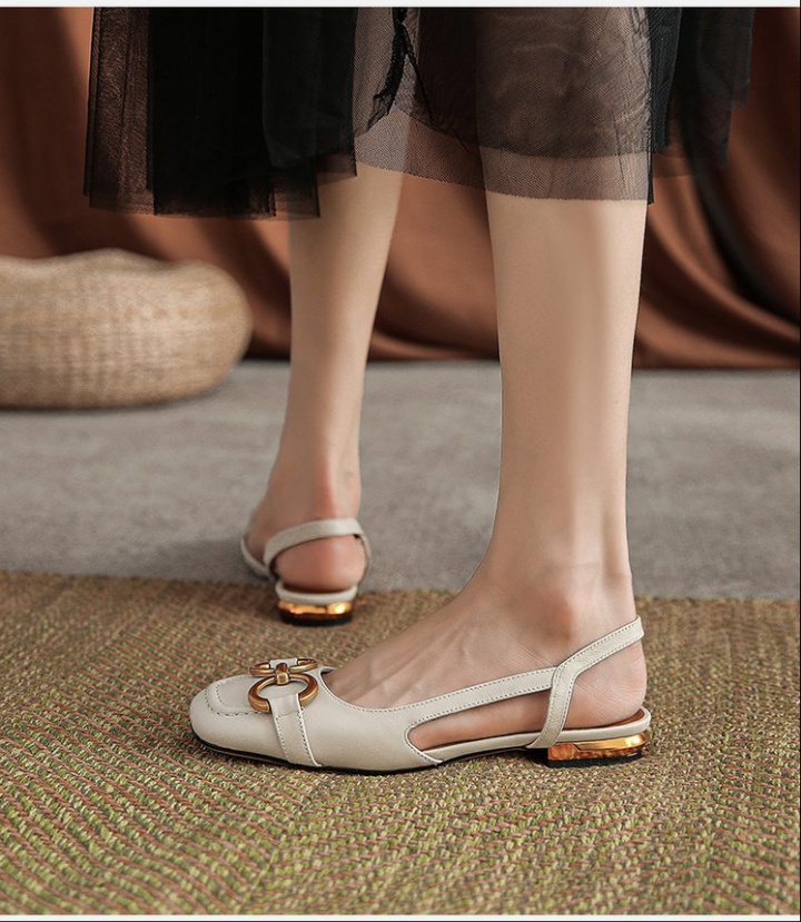 Square head lady low summer sandals for women