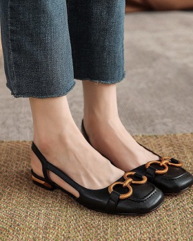 Square head lady low summer sandals for women