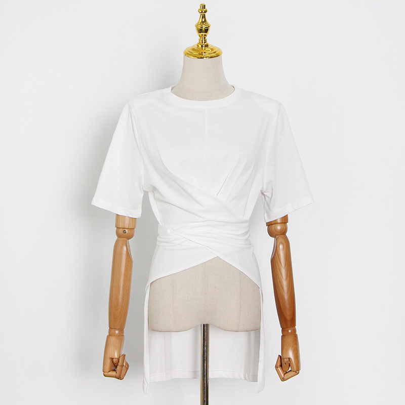 Irregular summer simple Casual pure T-shirt for women