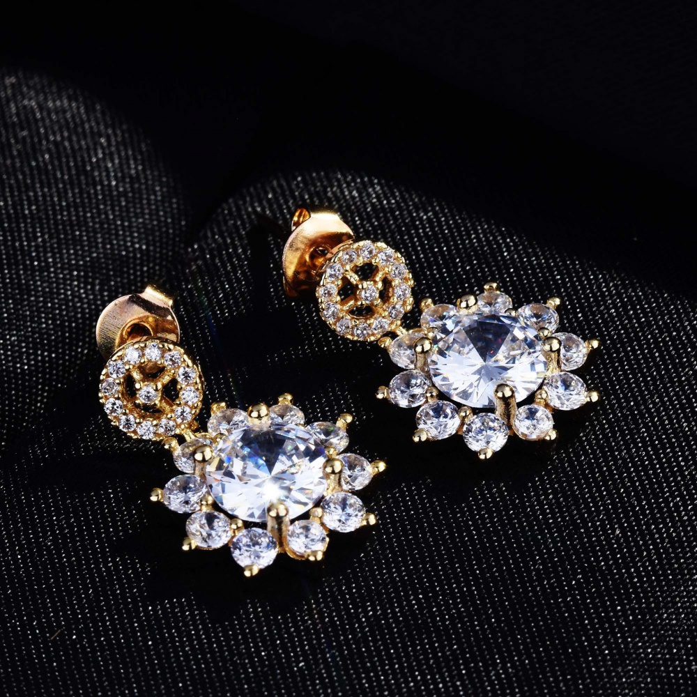 Sun flower snowflake stud earrings for women