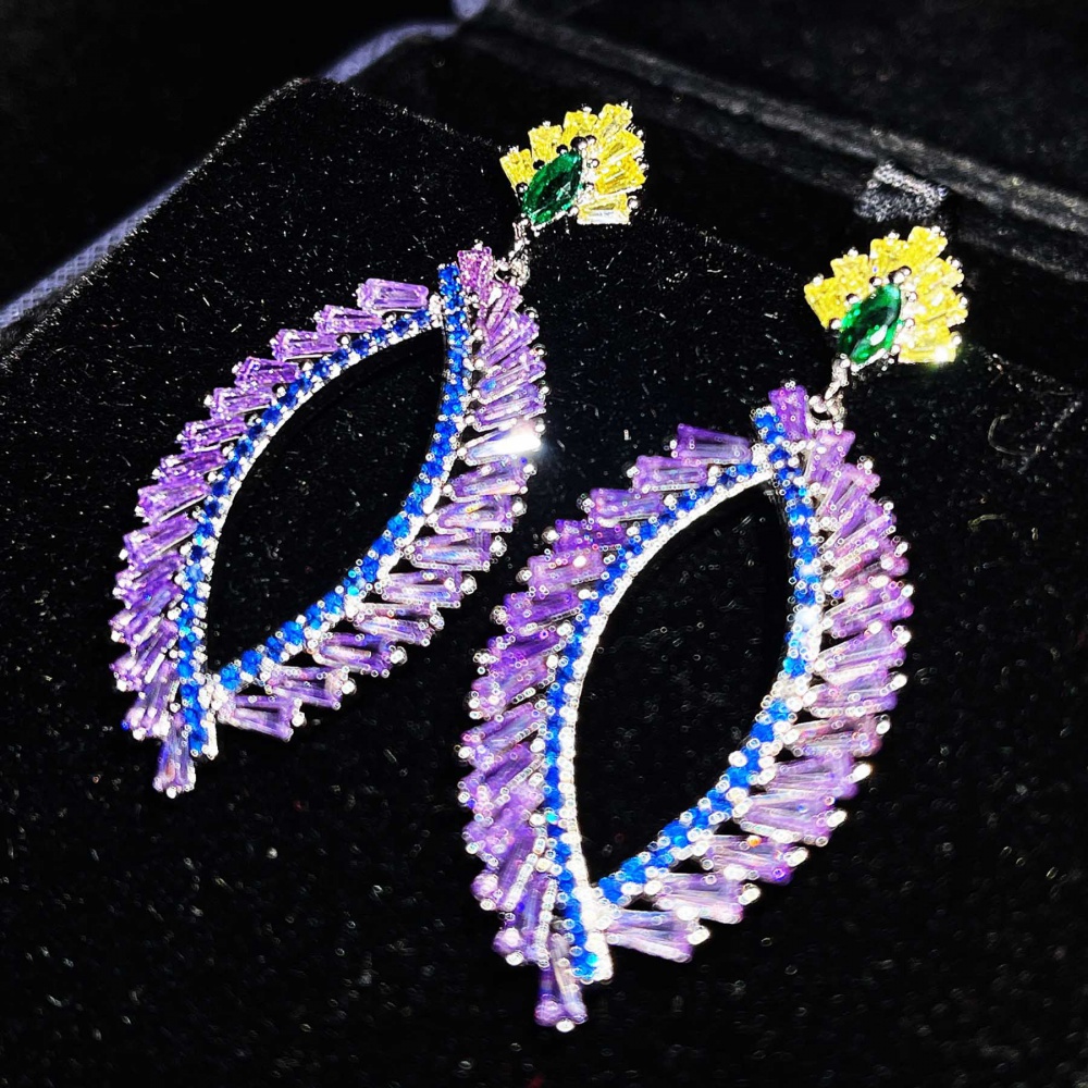 Temperament colors long exaggeration beautiful earrings