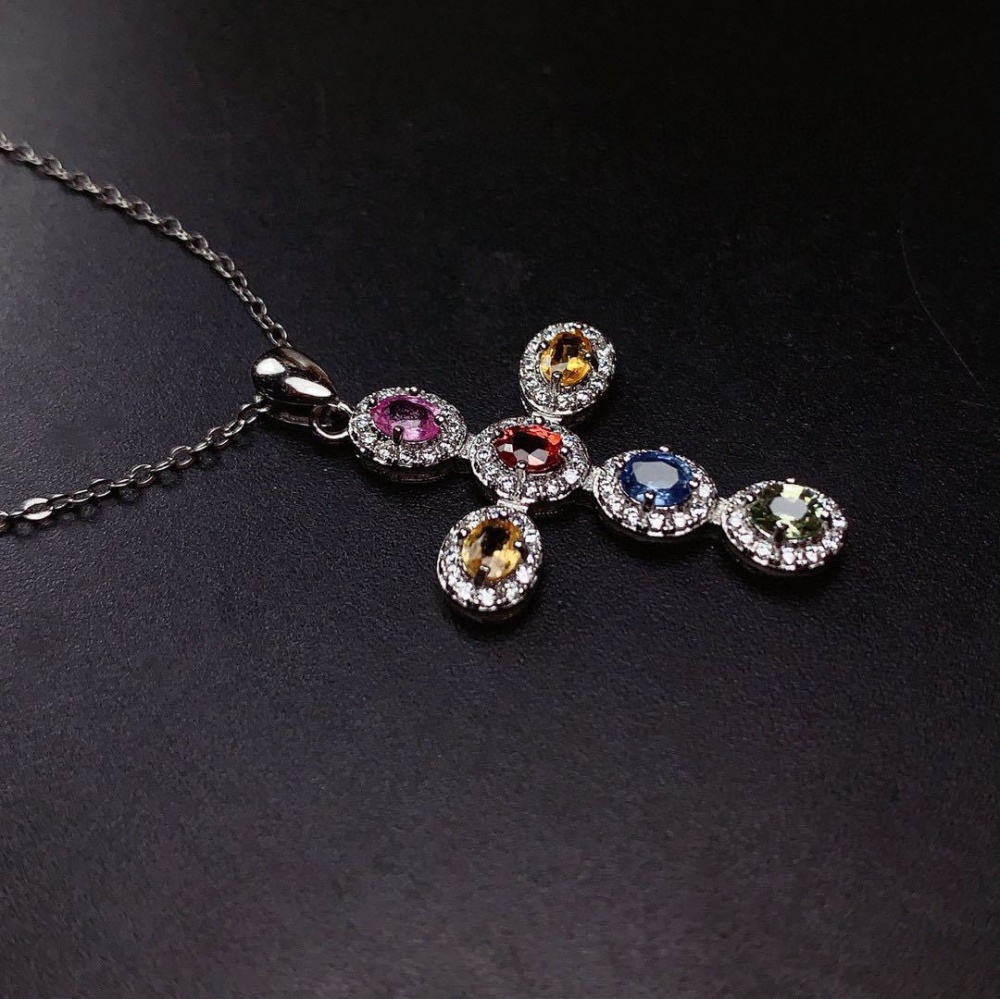 Pendant sapphire colorful necklace for women