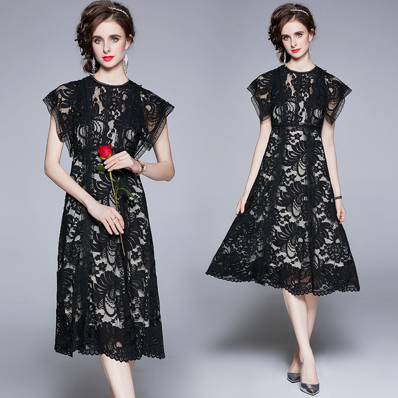 Lace fashion and elegant summer long temperament dress