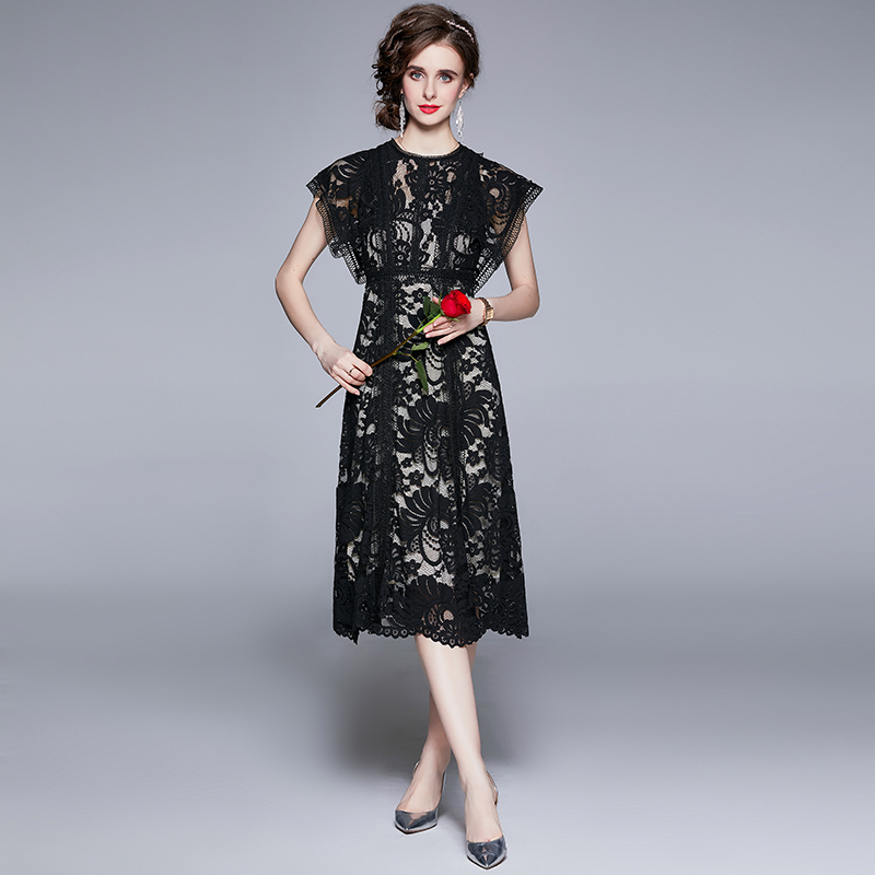 Lace fashion and elegant summer long temperament dress