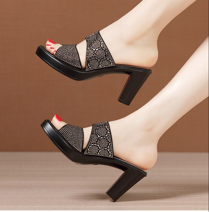 Wears outside fish mouth fashion high-heeled slippers for women