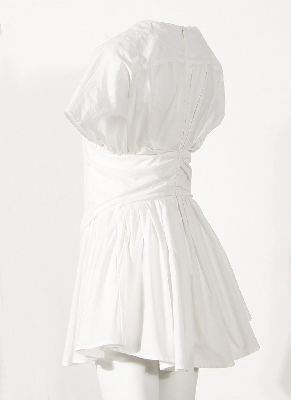 White slim summer France style high waist raglan sleeve dress
