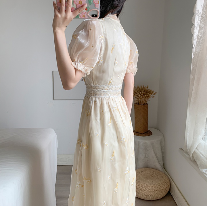 Maiden mercerized floral dress temperament lady long dress