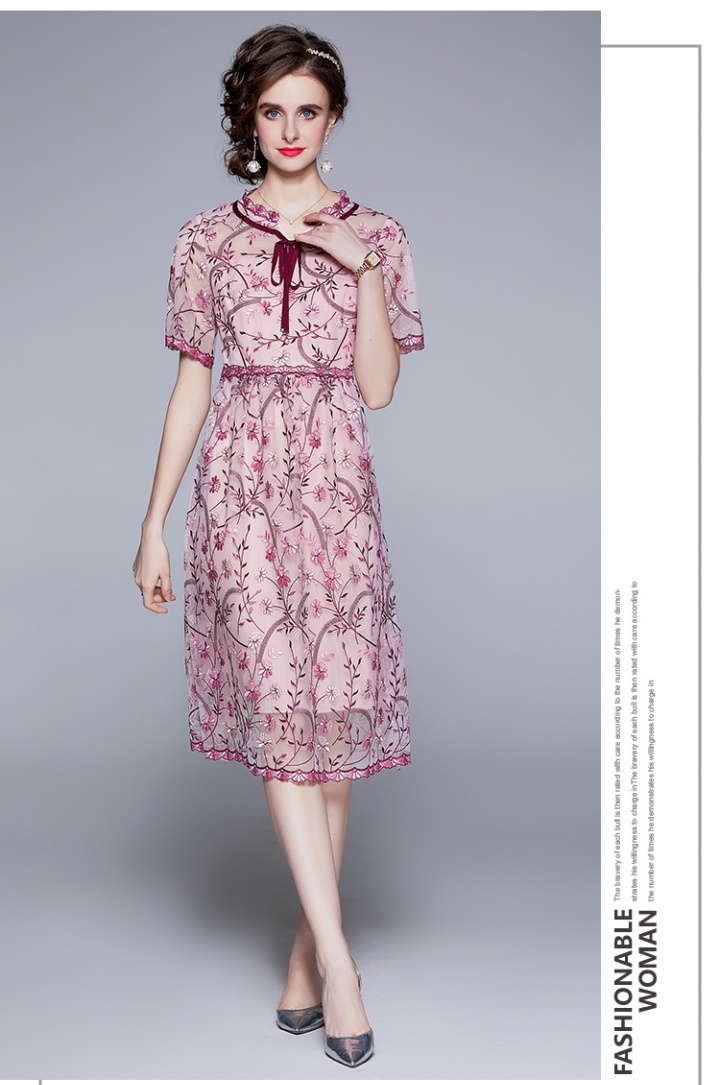 Temperament slim pinched waist floral dress for women