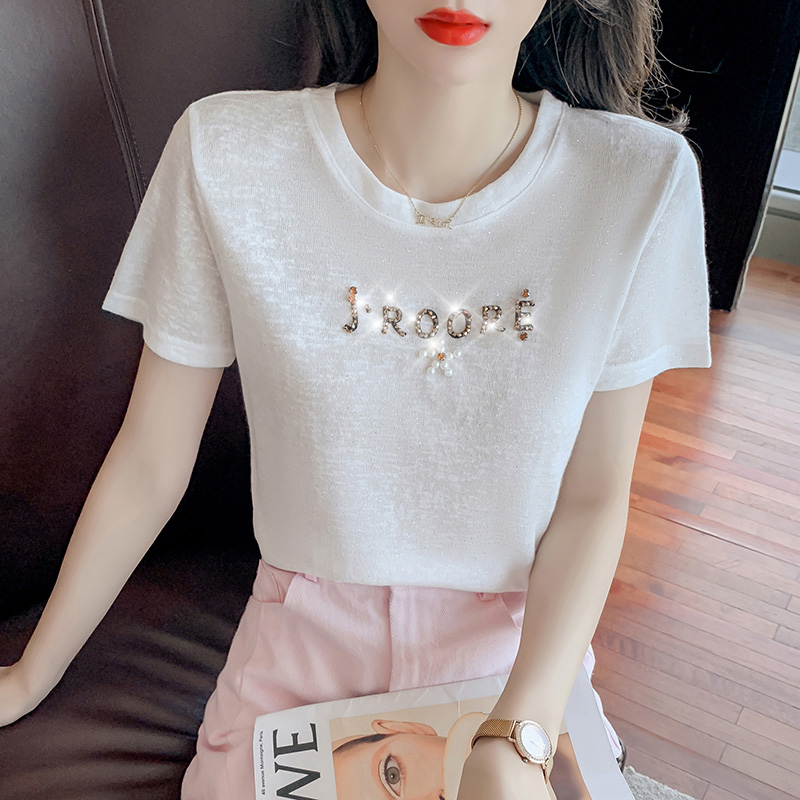 Fashion minority letters T-shirt white summer tops