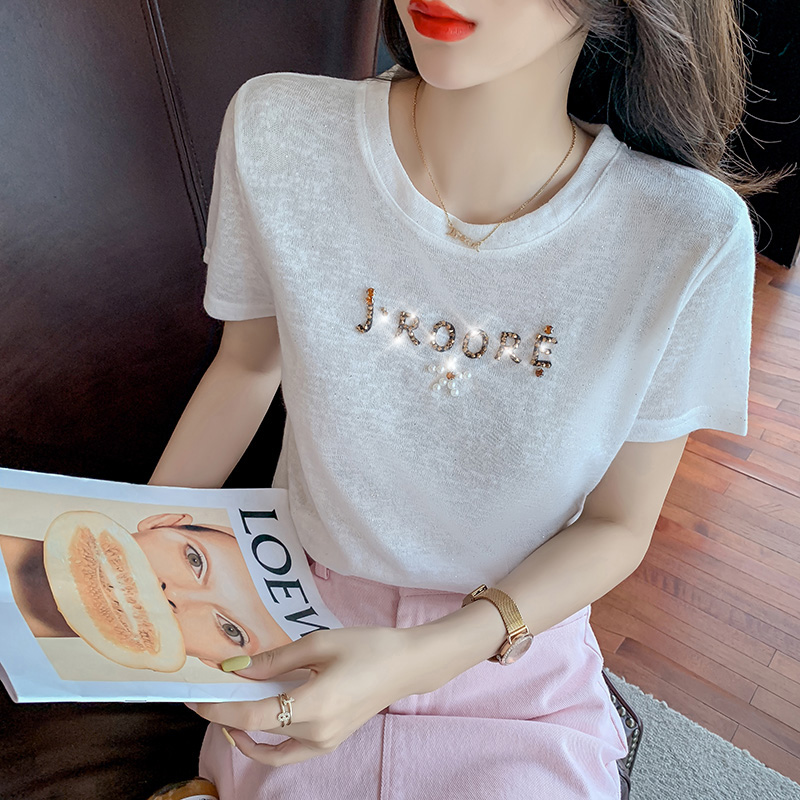 Fashion minority letters T-shirt white summer tops