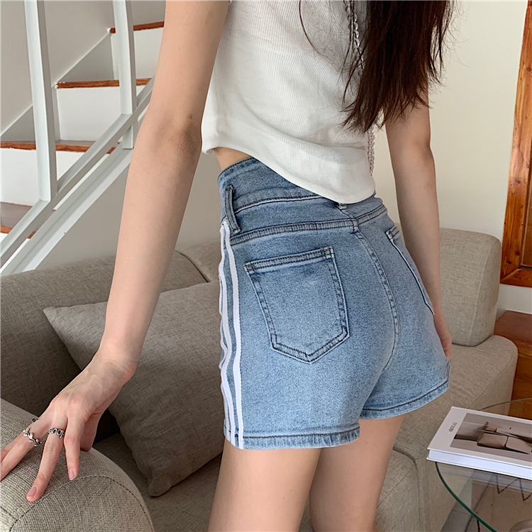 Slim fashion short jeans stripe shorts for women
