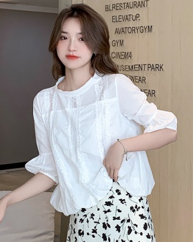 Loose summer shirts lace white doll shirt for women
