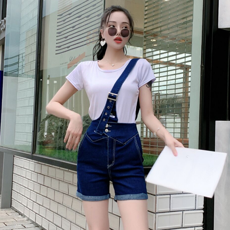 Fashion denim T-shirt slim autumn shorts 2pcs set