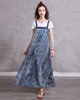 Summer cotton linen dress large yard long dress