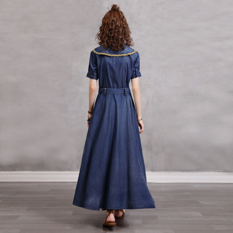 Cstand collar European style dress slim long dress