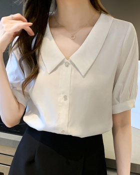 Chiffon small shirt doll collar shirt for women