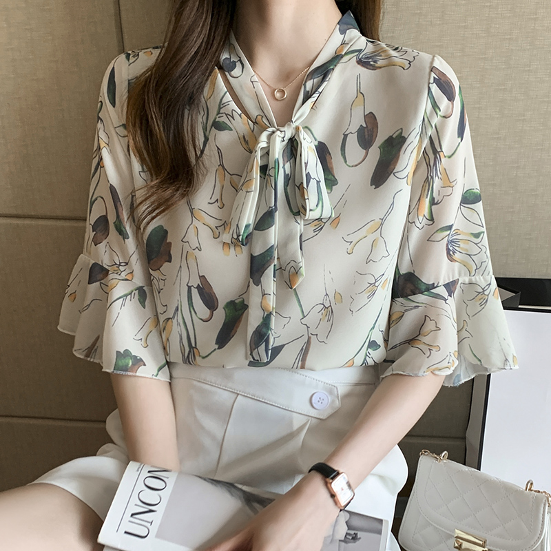 Large yard floral small shirt sweet summer tops for women