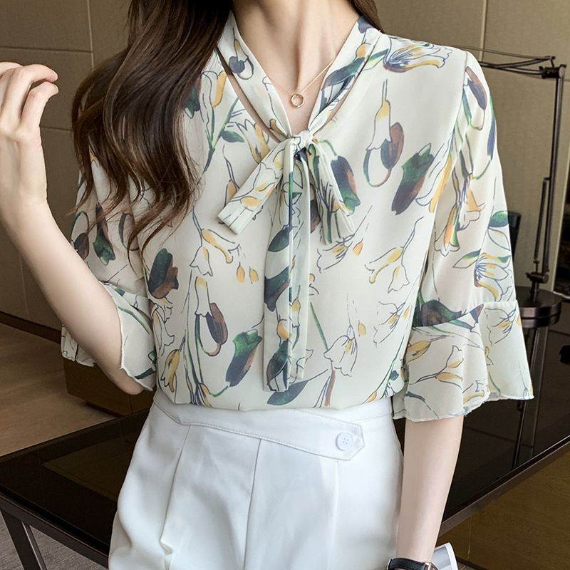 Large yard floral small shirt sweet summer tops for women