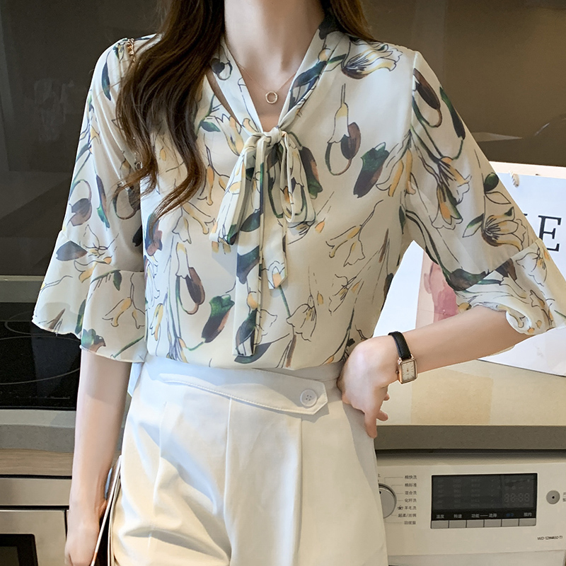 Large yard floral small shirt sweet summer tops for women