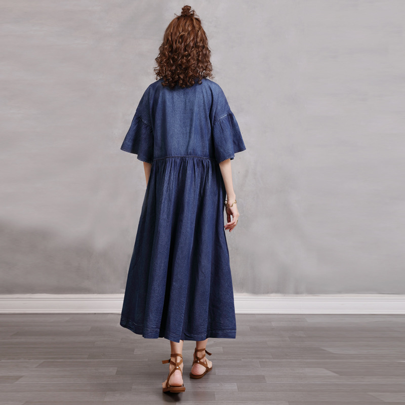 Retro summer loose large yard binding dress for women