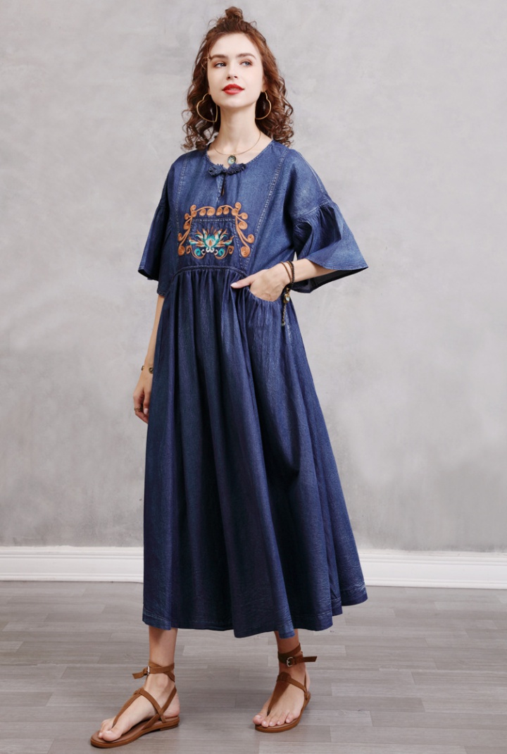 Retro summer loose large yard binding dress for women