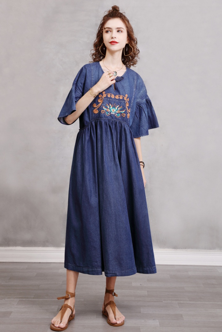 Retro summer loose large yard binding dress for women