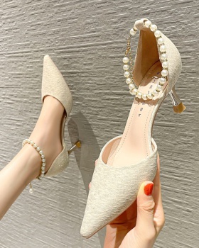 Pearl shoes all-match high-heeled shoes for women