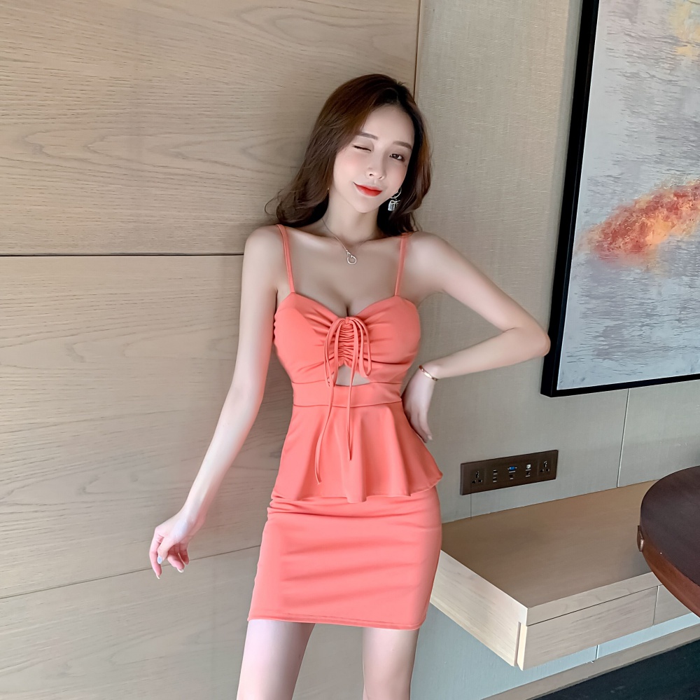 Halter summer pure pullover sexy high waist sling dress