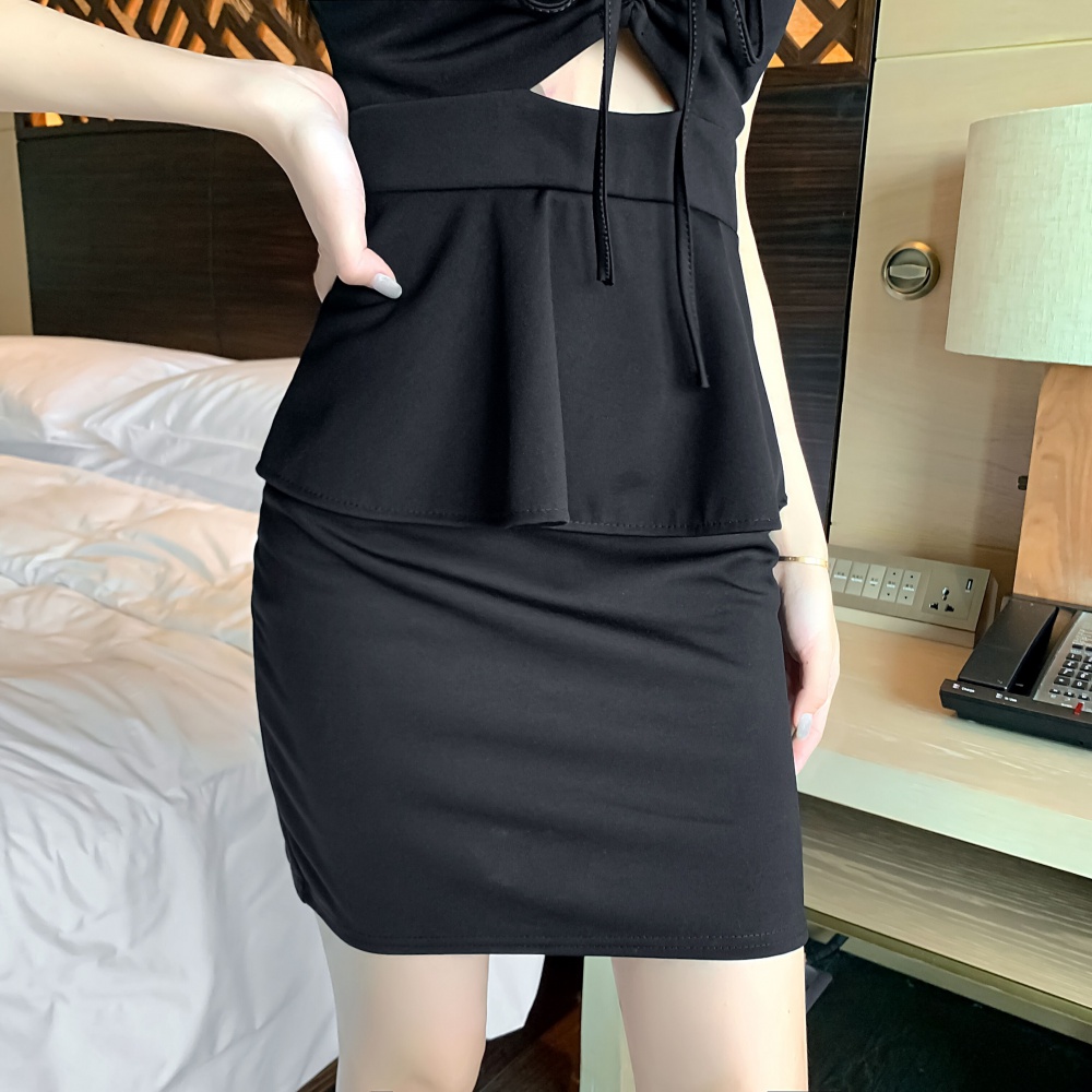 Halter summer pure pullover sexy high waist sling dress