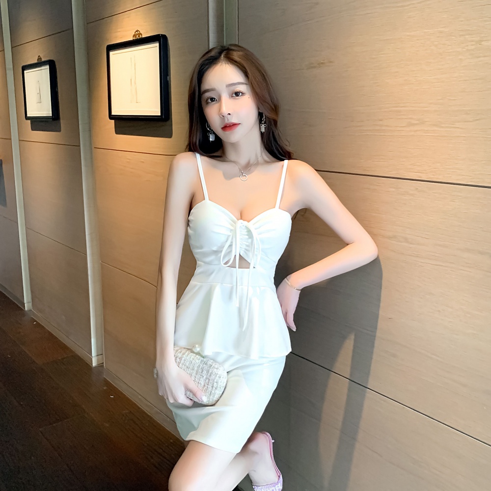 Halter summer pure pullover sexy high waist sling dress