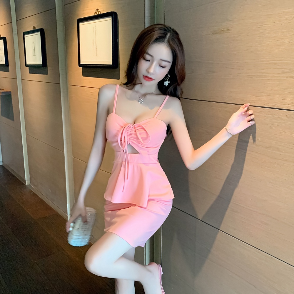 Halter summer pure pullover sexy high waist sling dress